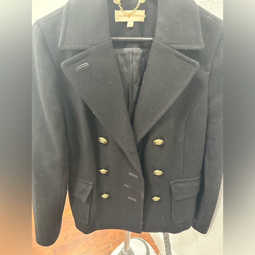 Black Tory Burch Peacoat in Black (Medium)